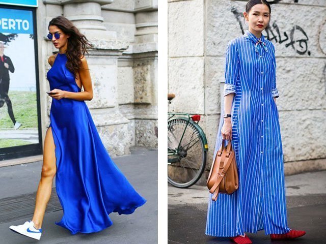 Голубое платье с чем носить