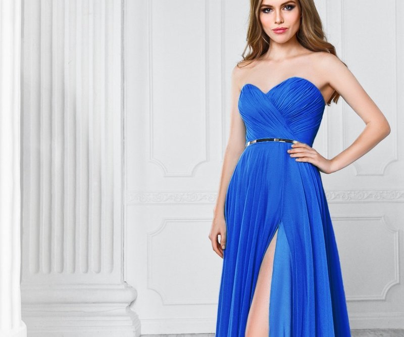 Синее платье на выпускной