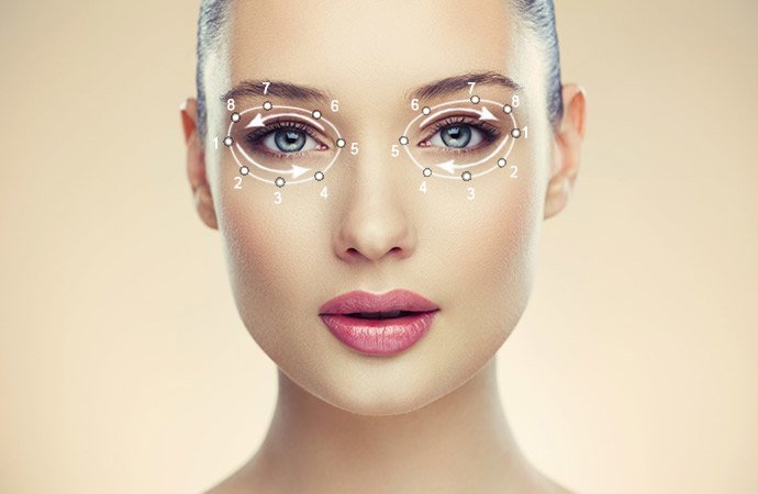 Схема снятия макияжа вокруг глаз