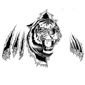 Тигр в 3Д с следами от когтей