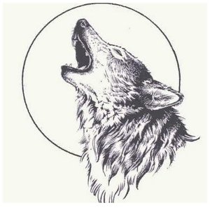 Волк воет на луну - эскиз для тату