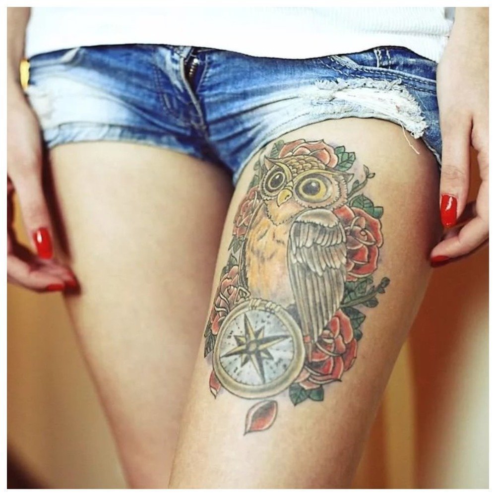 Татуировки на ляшки для девушек цветные