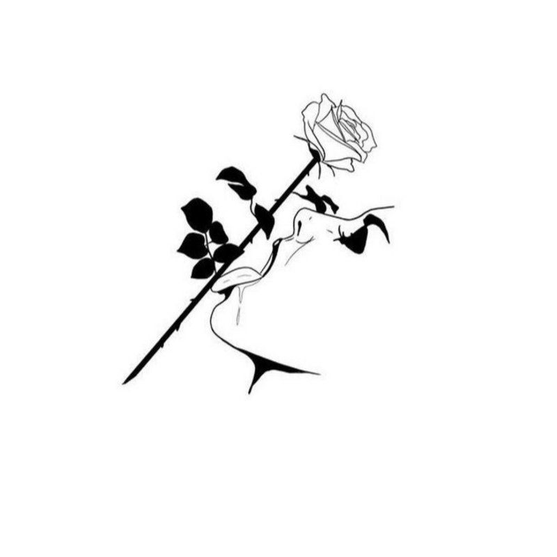 Эскиз тату розы и женщины