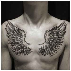 Крылья птицы - тату мужчине на грудь