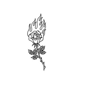 Горящая роза эскиз для тату 