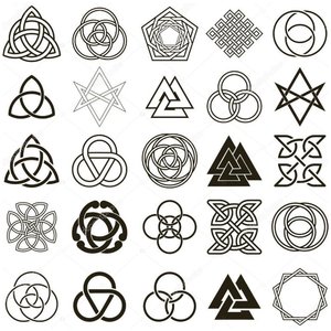 Эскиз различных символов для тату 