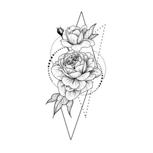 Роза и геометрическая фигура - эскиз для тату 