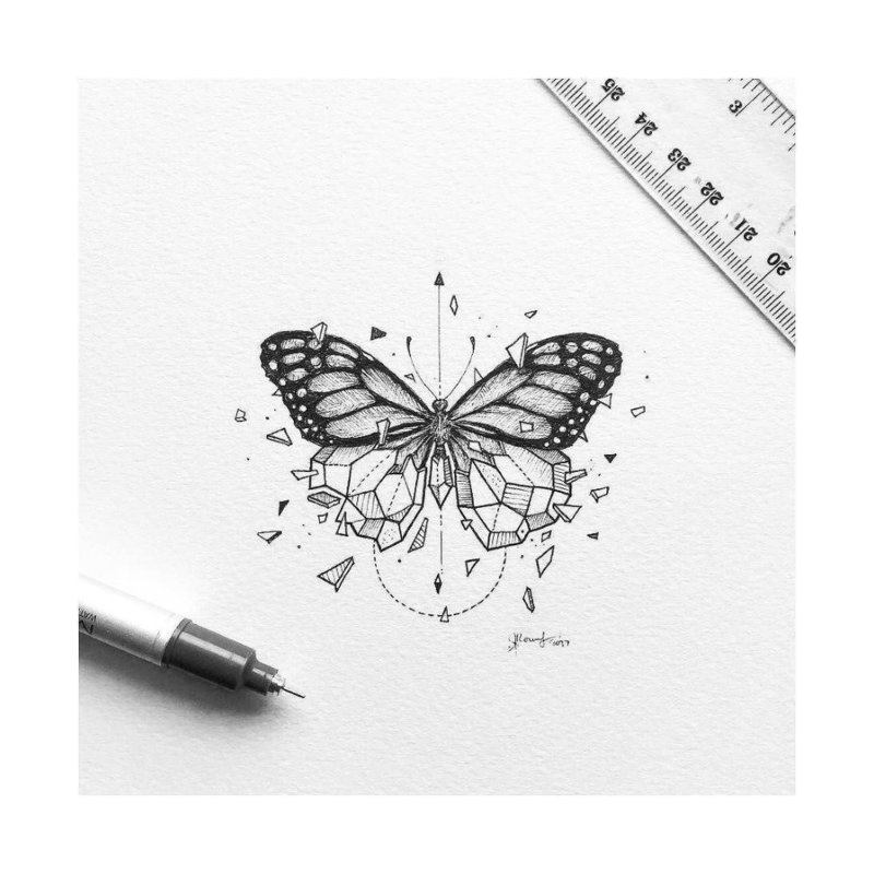 Эскиз бабочки для тату 