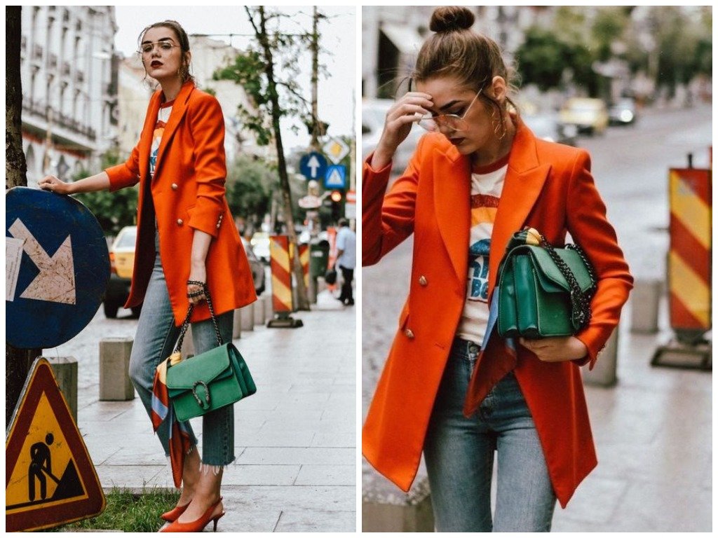 С чем носить оранжевую куртку