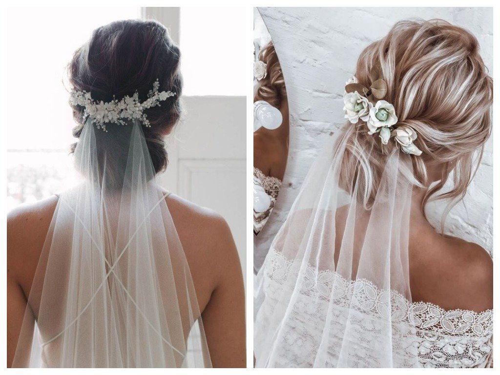 Свадебные прически на средние волосы с фатой без челки своими руками
