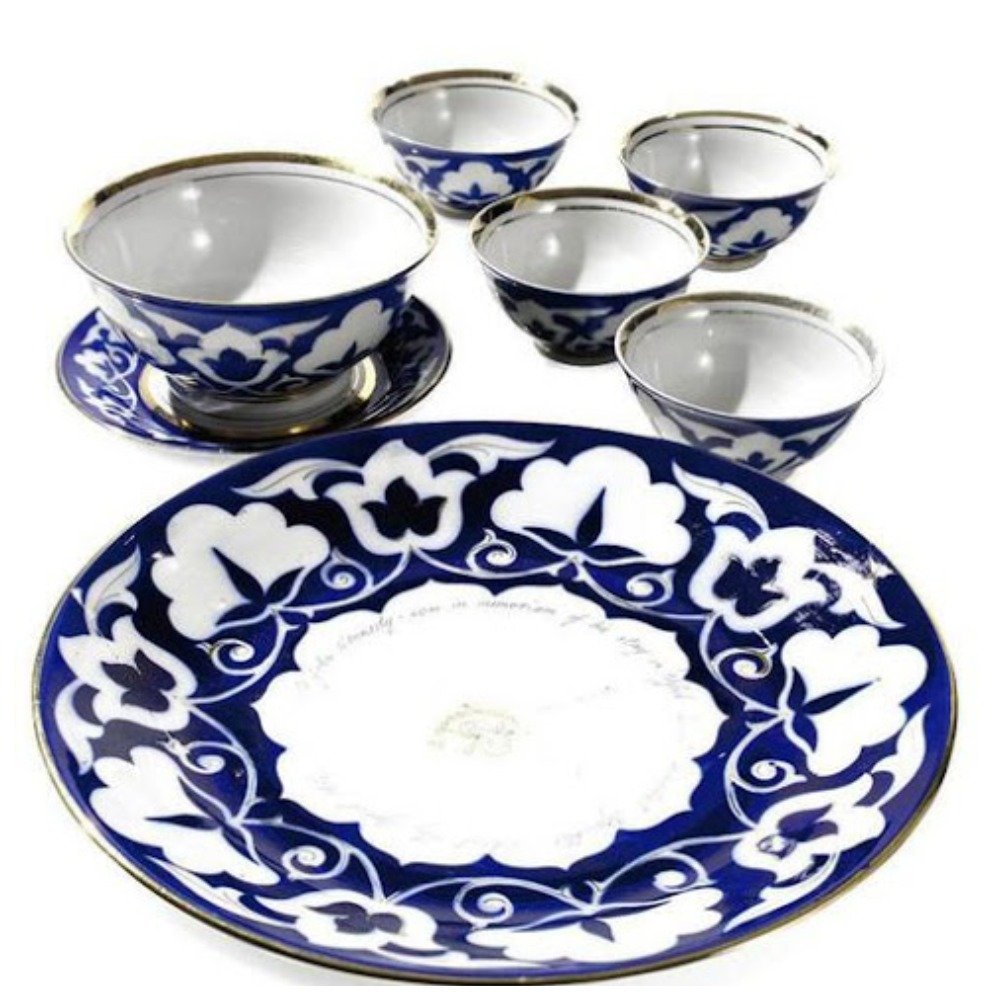 Посуда хлопок. Узбекская посуда пахта синяя фарфор. Косушка посуда. Узбекская посуда пахта синяя. Таджикская Национальная посуда пахта.