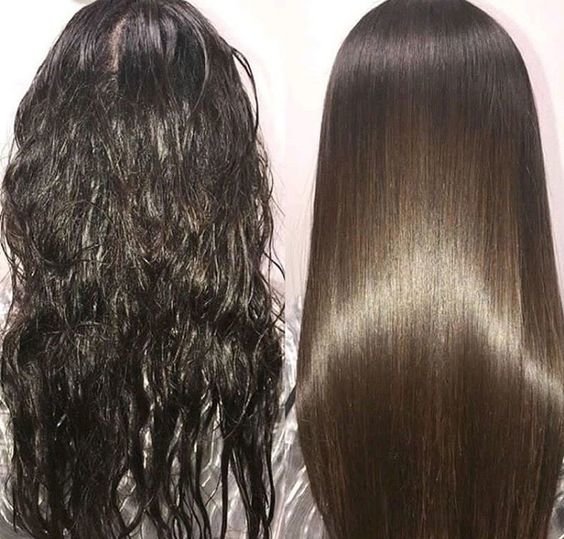 Выпрямление волос фото до и после