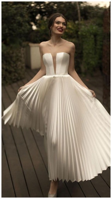 свадебное платье с юбкой плиссе